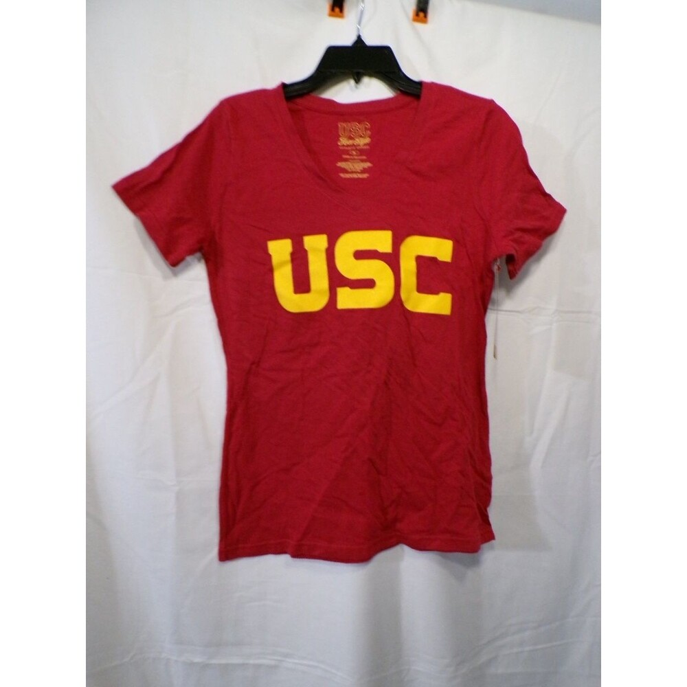 Her Style USC Trojans Women's M V-Neck T-Shirt Cardinal Red Gold